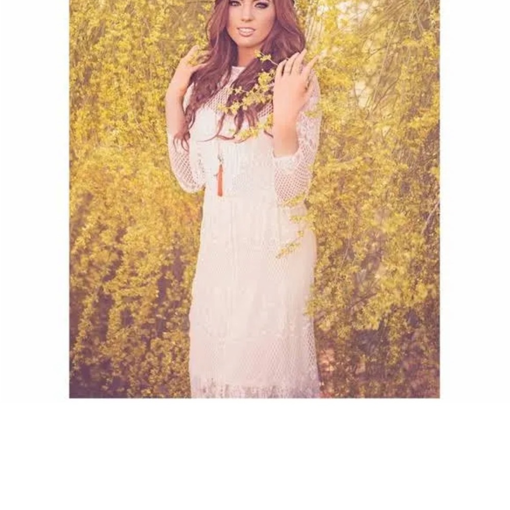 Free People white crochet midi dress Small NW/oT